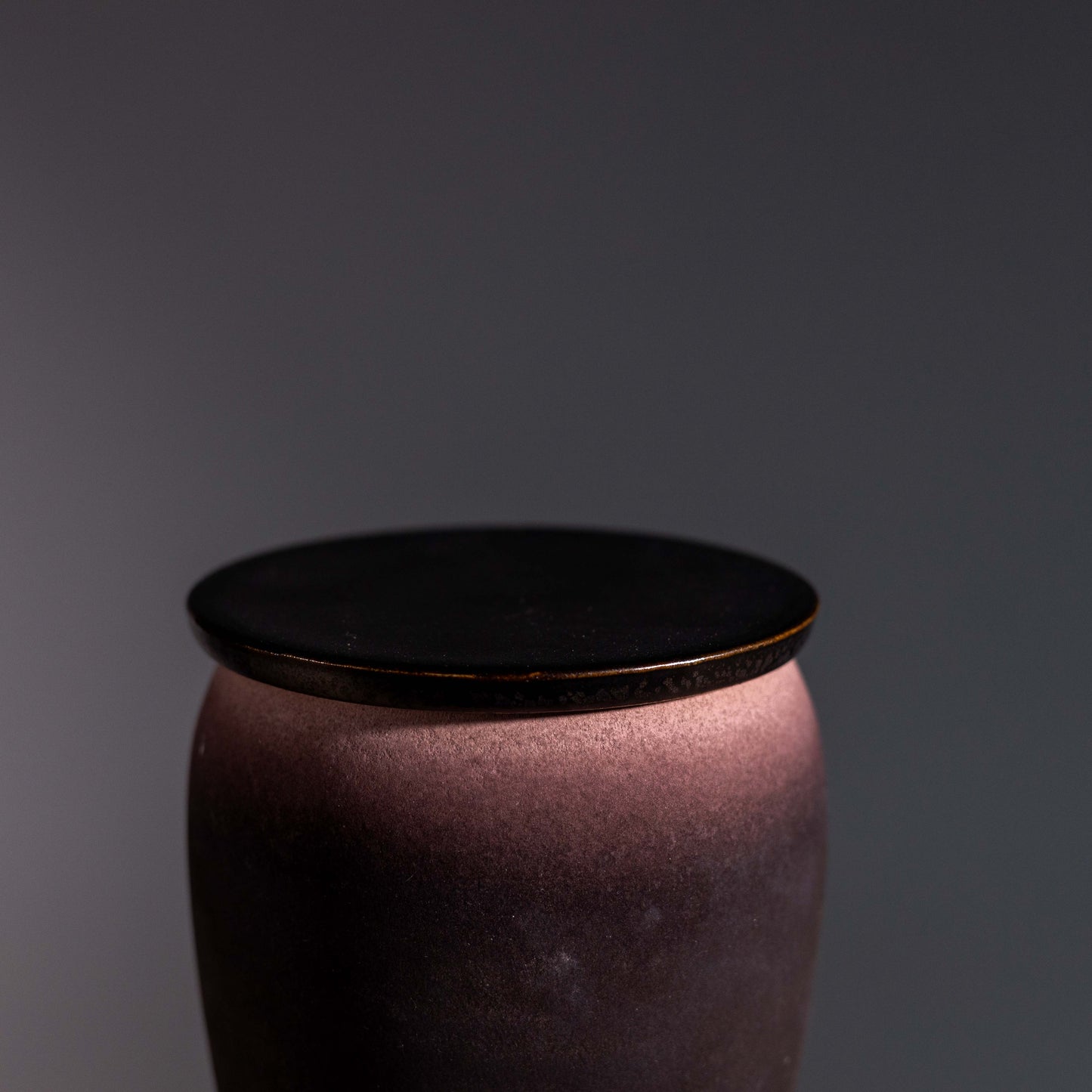 L&S 05 | Medium Lidded Jar | H: 14cm- D: 10cm | Plum / Brown