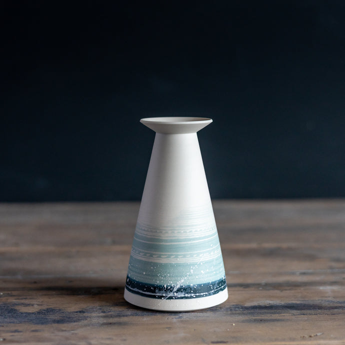 Porcelain Bud Vase, Flared Neck / Summer shore