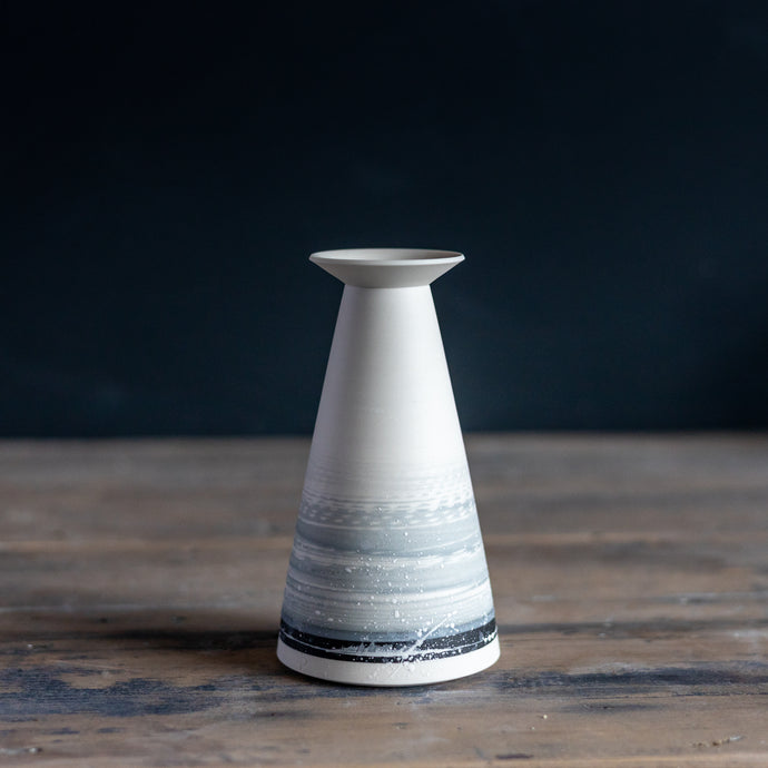 Porcelain Bud Vase, Flared Neck / Winter Shore