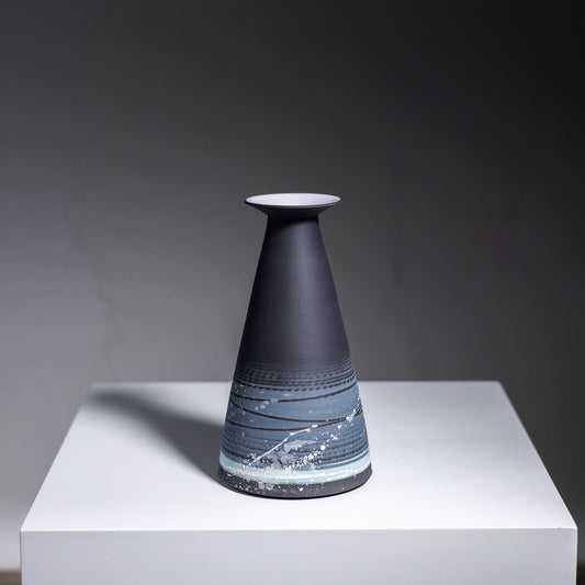 Black Porcelain | Stubby Flared Vase | 15 x 8.5 x 3cm