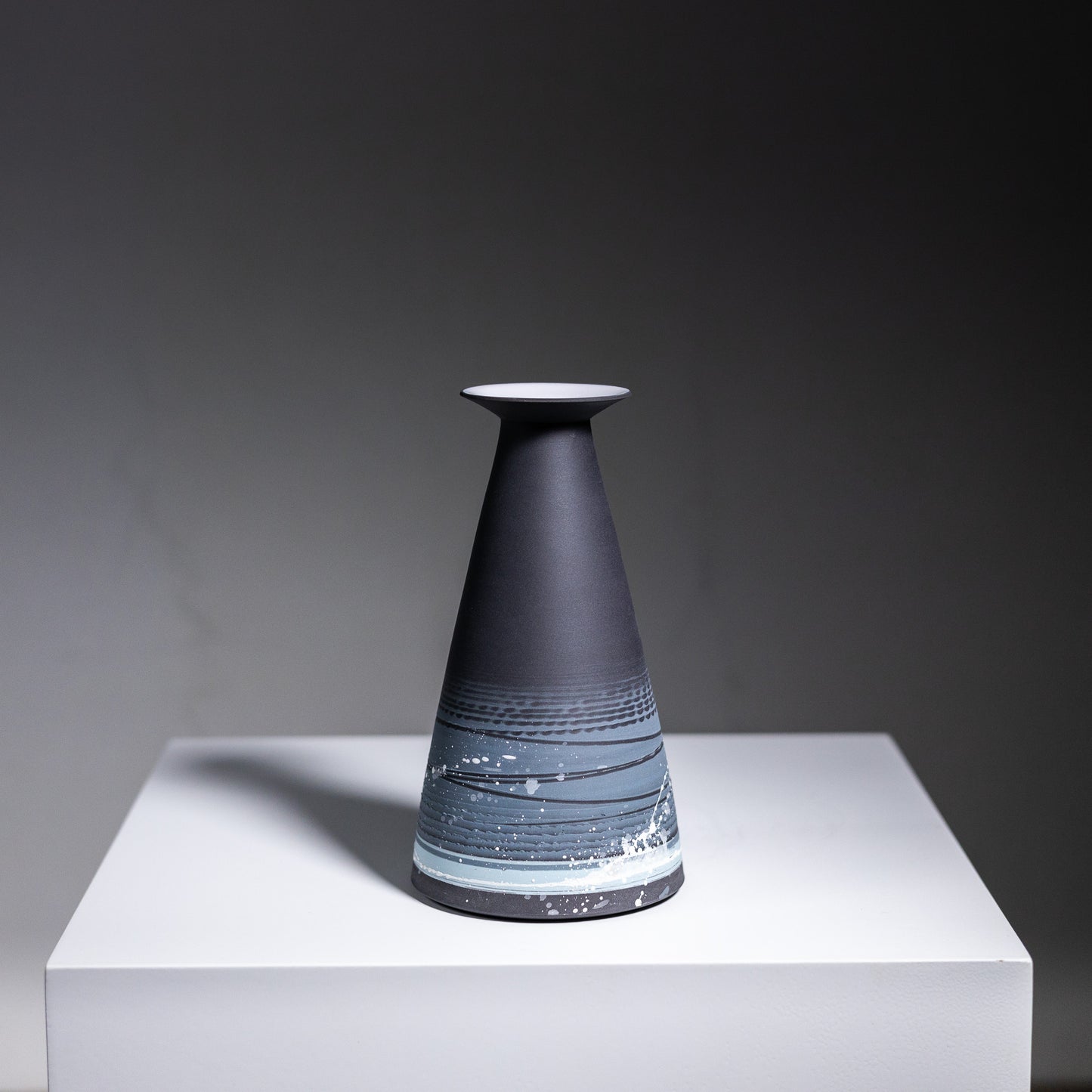 Black Porcelain | Stubby Flared Vase | 15 x 8.5 x 3cm