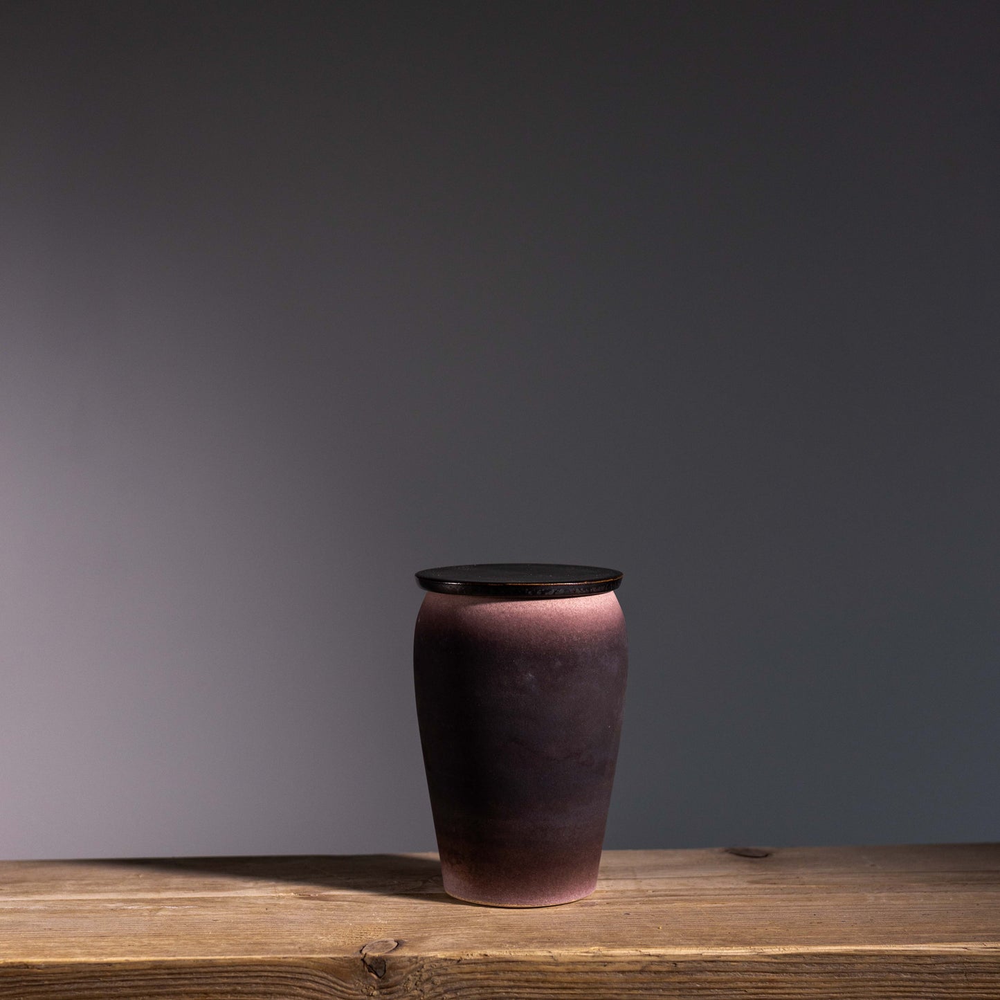 L&S 05 | Medium Lidded Jar | H: 14cm- D: 10cm | Plum / Brown