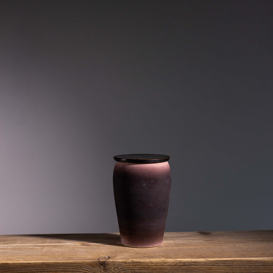 L&S 05 | Medium Lidded Jar | H: 14cm- D: 10cm | Plum / Brown